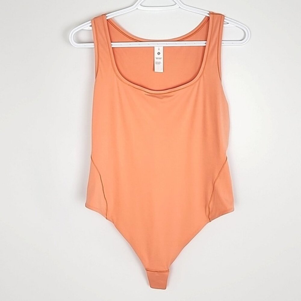Wundermost Ultra-Soft Nulu Square-Neck Sleeveless Bodysuit Coral Kiss Size Large - Picture 5 of 15